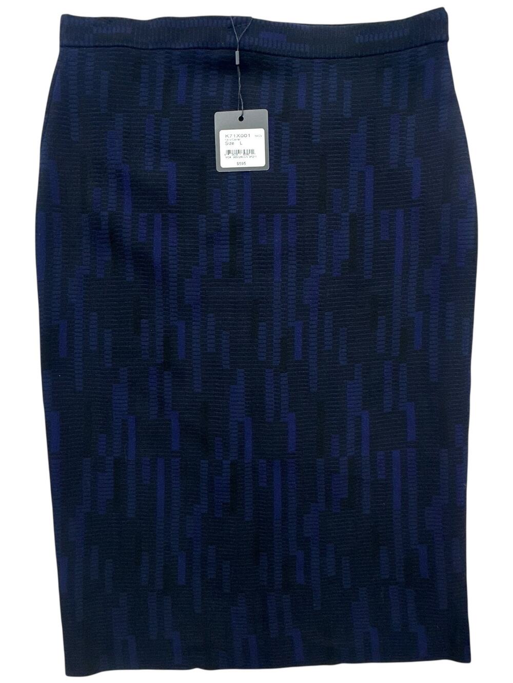 St. John Pencil Skirt Women L Navy Caviar Knit Jacquard Quiet Luxury Office